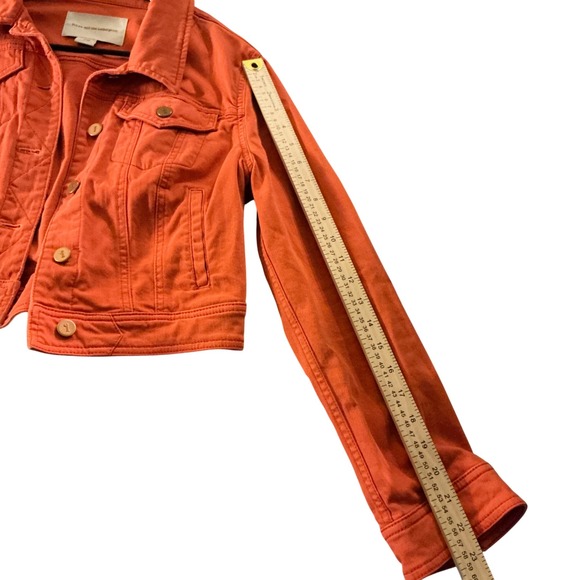 Pilcro and the Letterpress Orange Denim Trucker Jacket Cropped Stretch Medium - Picture 6 of 8